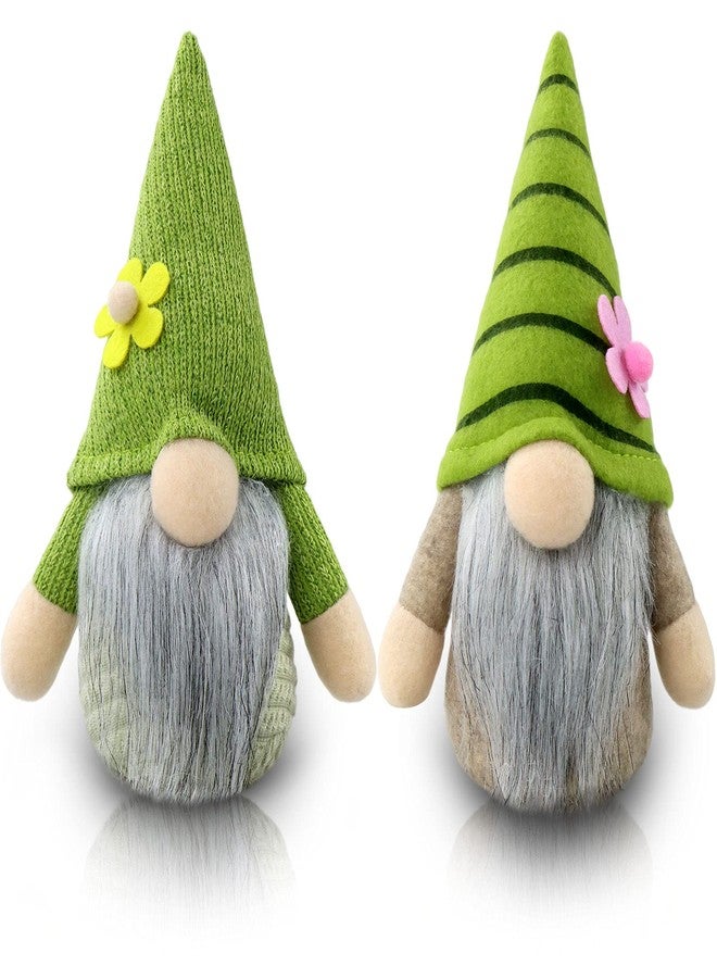Gehydy Set of 2 Spring Gnomes Plush Easter Sunflower Gnome Decoration Gift Handmade Green Scandinavian Tomte Stuffed Farmhouse Decor for Home Kitchen Tiered Tray - Image 1