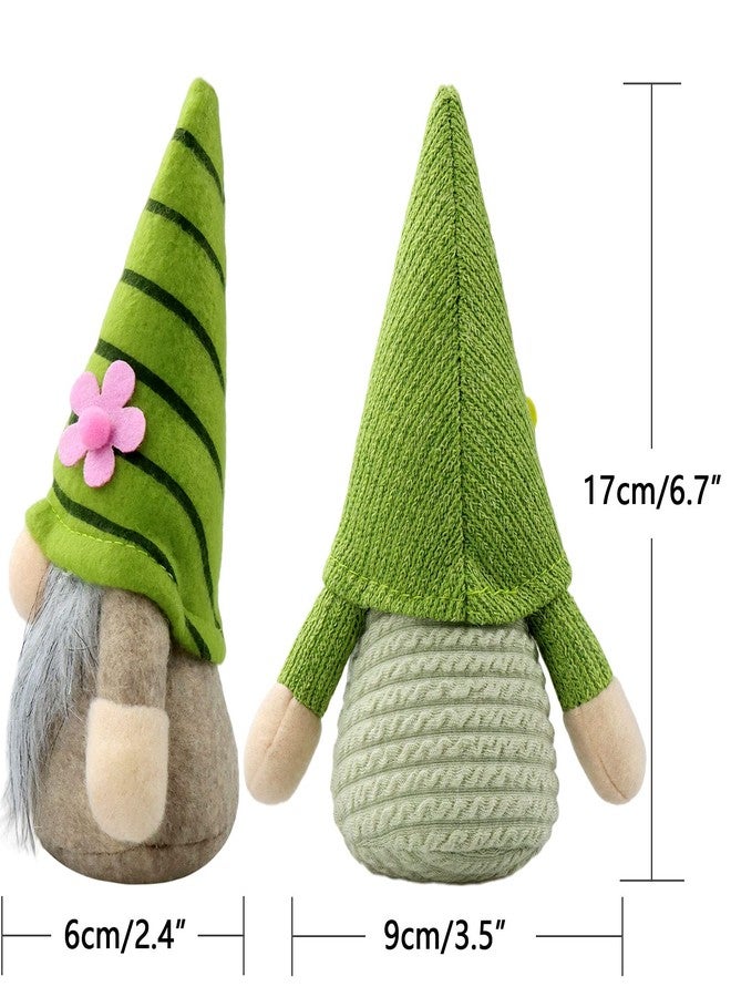 Gehydy Set of 2 Spring Gnomes Plush Easter Sunflower Gnome Decoration Gift Handmade Green Scandinavian Tomte Stuffed Farmhouse Decor for Home Kitchen Tiered Tray - Image 2