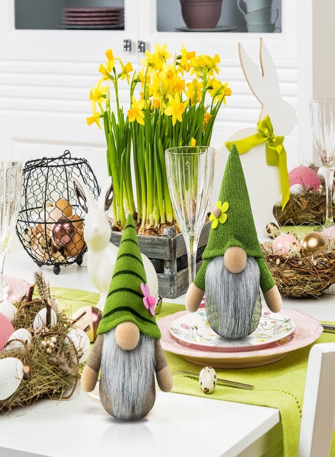 Gehydy Set of 2 Spring Gnomes Plush Easter Sunflower Gnome Decoration Gift Handmade Green Scandinavian Tomte Stuffed Farmhouse Decor for Home Kitchen Tiered Tray - Image 5