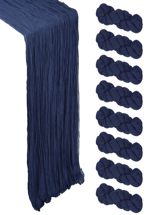 Heneger 8 Pack Navy Blue Cheesecloth Table Runner 10Ft Gauze Cheese Cloth Table Runner 120 Inch Boho Sheer Rustic Fabric for Holiday Decor Bridal Baby Shower Wedding Home Decoration - Image 1