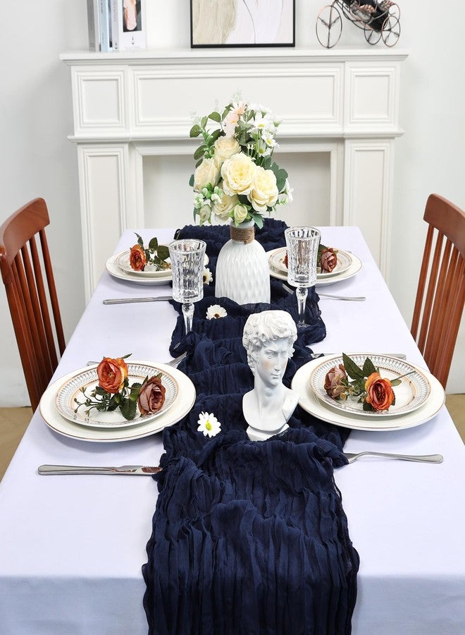 Heneger 8 Pack Navy Blue Cheesecloth Table Runner 10Ft Gauze Cheese Cloth Table Runner 120 Inch Boho Sheer Rustic Fabric for Holiday Decor Bridal Baby Shower Wedding Home Decoration - Image 3