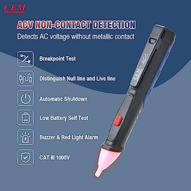 Non-Contact Voltage Testers Pen 50V-1000V Voltage Detector Portable Electrical Tester with Switchable audible and silent mode for Sockets Wires, Switches Lighting Fixtures, Circuit Breakers - Image 2