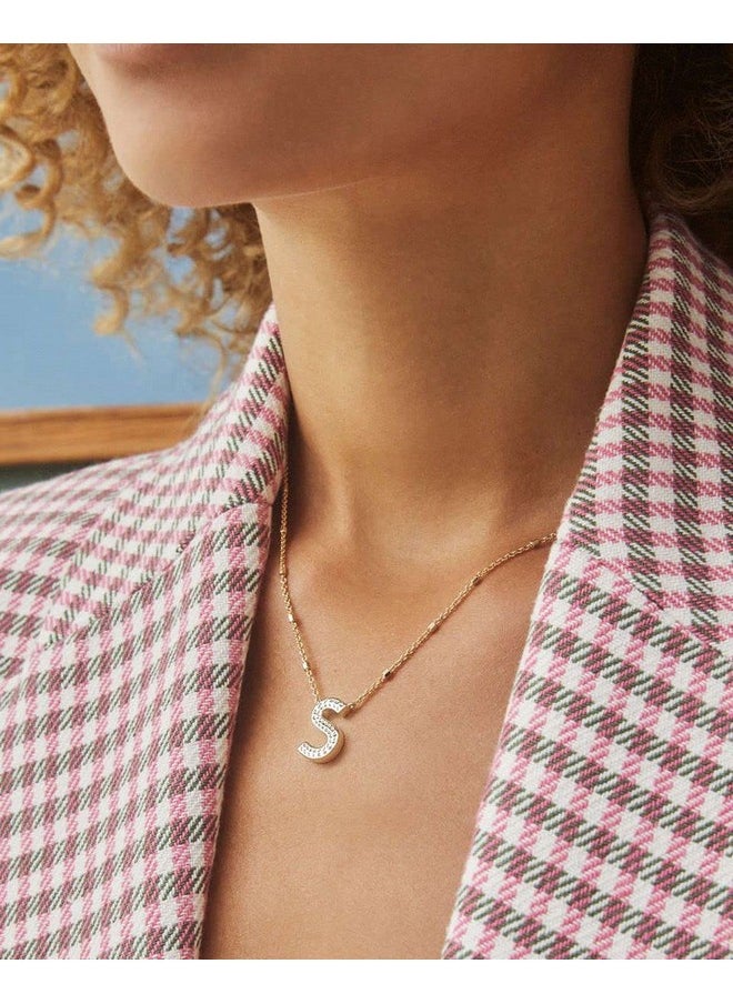 Kendra Scott Kendra Scott Letter S Pendant Necklace for Women, Fashion Jewelry, 14k Gold-Plated Brass, Gold Metal, Letter S  - Image 3