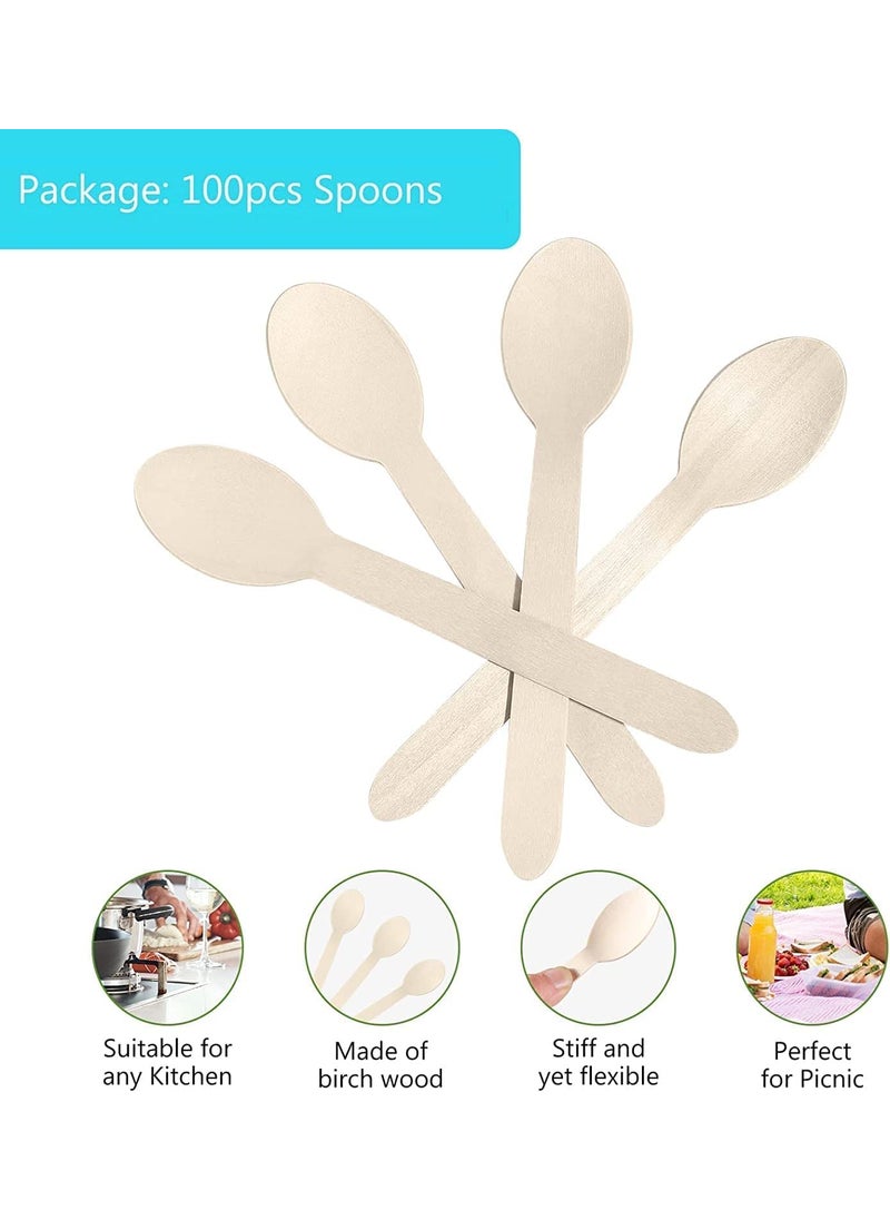 HOUSE HATCH HOUSE HATCH Disposable Wooden Spoon Biodegradable Compostable and NaturalSuitable for Lunch Dinner Snacks 16 cms64 Inch LengthPack of 100pcs  - Image 2