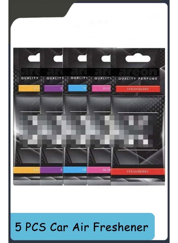 5PCS طقم معطر سيارة برائحة الوكالة، 5 قطع متعددة الأنواع تعليقة & كروت، رائحة طويلة الأمد وإعادة تعبئة صديقة لل البيئة - Image 2