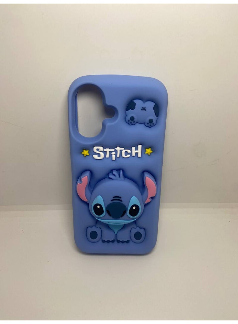 Ecosystem Stylish 3D Cartoon Case Compatible for iPhone 16-Round Protection, Anti-Slip, Scratch-Resistant, and Fun Aesthetic Cover (Plue Stitch POP Socket) - Image 2