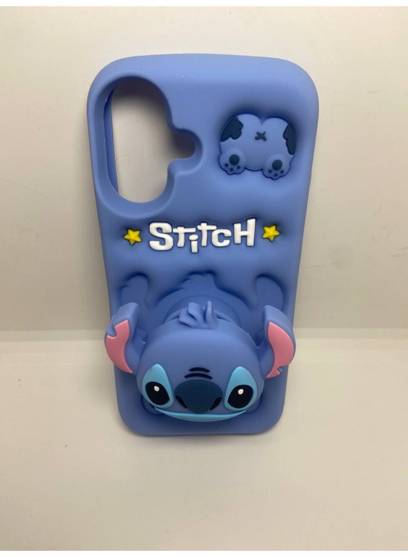 Ecosystem Stylish 3D Cartoon Case Compatible for iPhone 16-Round Protection, Anti-Slip, Scratch-Resistant, and Fun Aesthetic Cover (Plue Stitch POP Socket) - Image 3