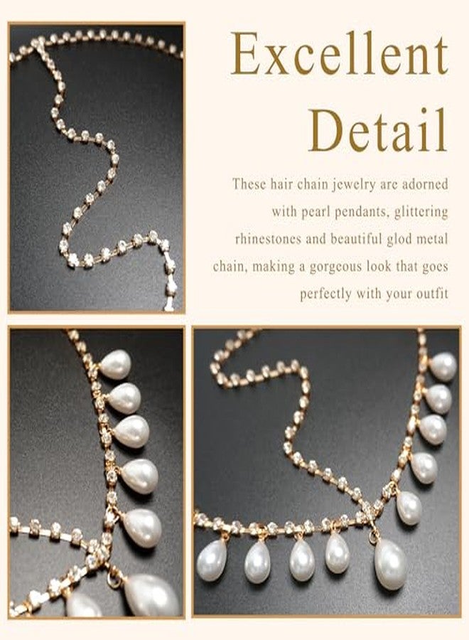 CHIROGRAPHY سلسلة رأس من اللؤلؤ الفاخر من CHIROGRAPHY، قطعة واحدة، بتصميم بوهيمي ذهبي، مزينة بشرابة، مناسبة لحفلات الزفاف، مستوحاة من موضة عشرينيات القرن الماضي، إكسسوارات شعر للنساء والفتيات - Image 4