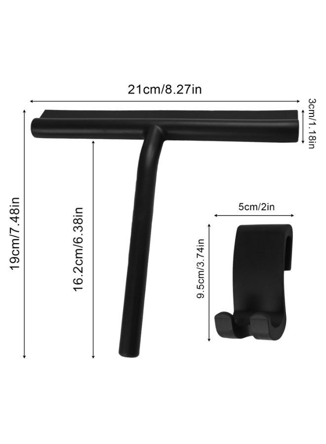 شابية ممسحة سيليكون سوداء ٨.٣ بوصة، تنظيف بدون خطوط، بدون صوت صرير، ممسحة سيليكون مطاطية لأبواب الدش الزجاجية، منظف الدش، ممسحة زجاج، نواة من الفولاذ المقاوم للصدأ، أبواب الدش الزجاجية للحمامات، المرايا، البلاط، نوافذ السيارات (أسود) - Image 3