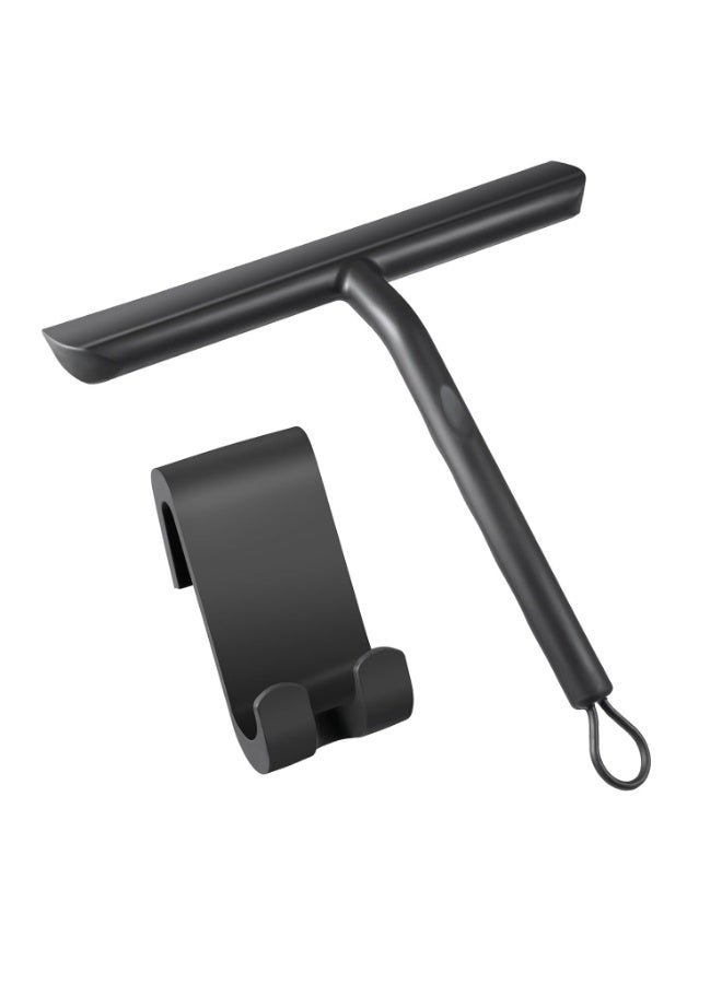 شابية ممسحة سيليكون سوداء ٨.٣ بوصة، تنظيف بدون خطوط، بدون صوت صرير، ممسحة سيليكون مطاطية لأبواب الدش الزجاجية، منظف الدش، ممسحة زجاج، نواة من الفولاذ المقاوم للصدأ، أبواب الدش الزجاجية للحمامات، المرايا، البلاط، نوافذ السيارات (أسود) - Image 1