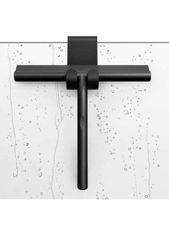 شابية ممسحة سيليكون سوداء ٨.٣ بوصة، تنظيف بدون خطوط، بدون صوت صرير، ممسحة سيليكون مطاطية لأبواب الدش الزجاجية، منظف الدش، ممسحة زجاج، نواة من الفولاذ المقاوم للصدأ، أبواب الدش الزجاجية للحمامات، المرايا، البلاط، نوافذ السيارات (أسود) - Image 2