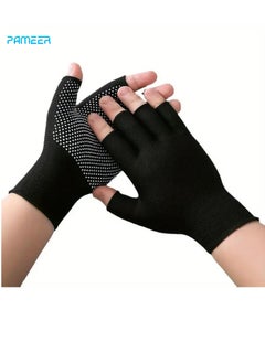 PAMEER Fingerless Gloves, Half Finger Non-slip Breathable Work Gloves, Mens Mittens Gloves, Outdoor Fishing Exercise Driving Cycling Workout Yoga Gloves Fingerless Gloves for Women Men.  - Image 1