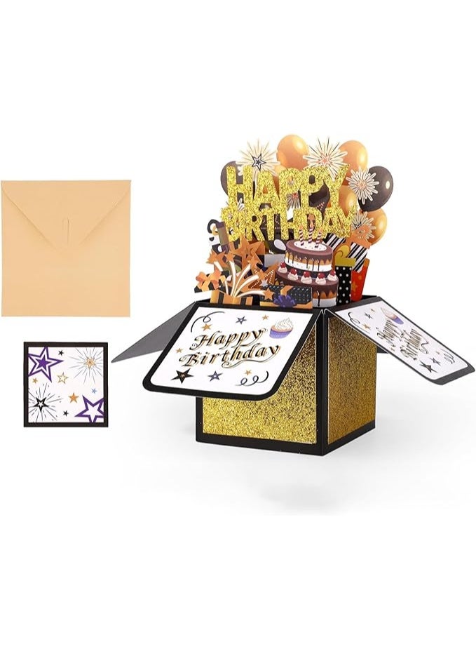 3D Black Gold Pop Up Birthday Card – Someone You Care About – "HAPPY BIRTHDAY"-Personalized Greeting Card with Envelope, Unique Keepsake Gift for Family, Friends, Lovers, Teachers - Image 1