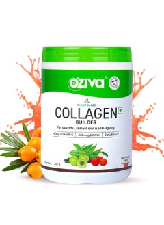 OZiva Vegan Collagen Berry Orange Biotin Vitamin C Brighter Youthful Skin Collagen Supplement Women Men Plant Based Powder Certified Vegan 200g  - Image 1