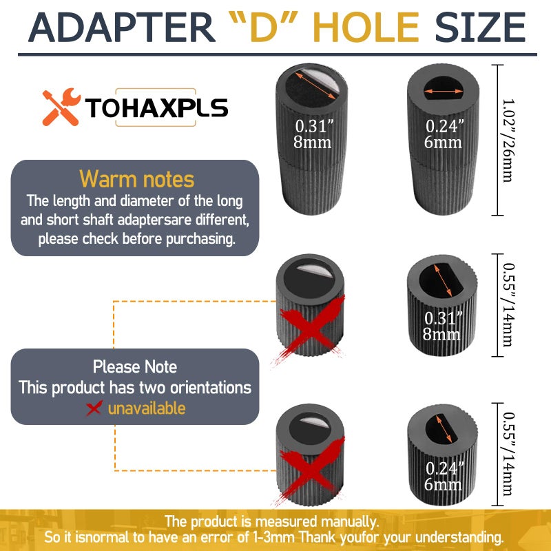 TOHAXPLS 4 Pack Universal Control Knobs Replacement with 12 Adapter Compatible Oven/Stove/Range Universal Knobs Black - Please Focus on Matching knob D-Hole Size - Image 3