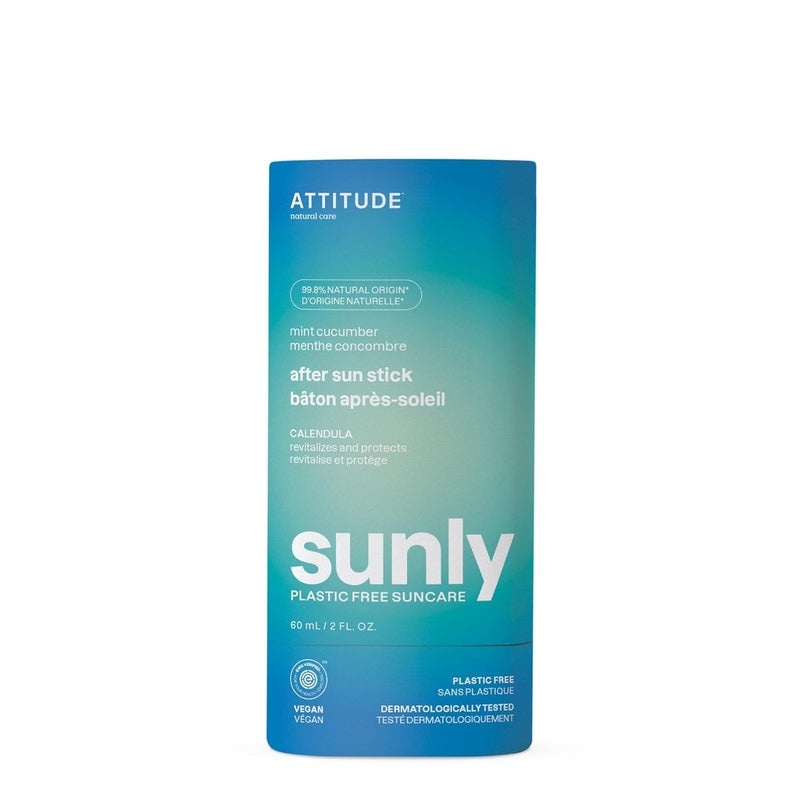 Attitude ATTITUDE After Sun Care Stick EWG Verified PlasticFree Soothes and Hydrates Vegan and Mineral Based Formula Mint and Cucumber 2 Fl Oz 
