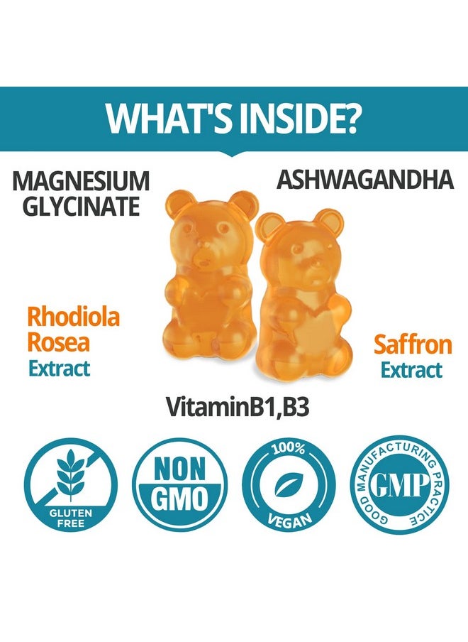 EnvyCure - Magnesium Glycinate Gummies 400Mg With Ashwagandha B1 B3 Rhodiola Rosea & Saffron For Support Rest Mood & Energy Calm Magnesium Gummies For Adults Chewable Magnesium Supplement 120 Count - Image 1