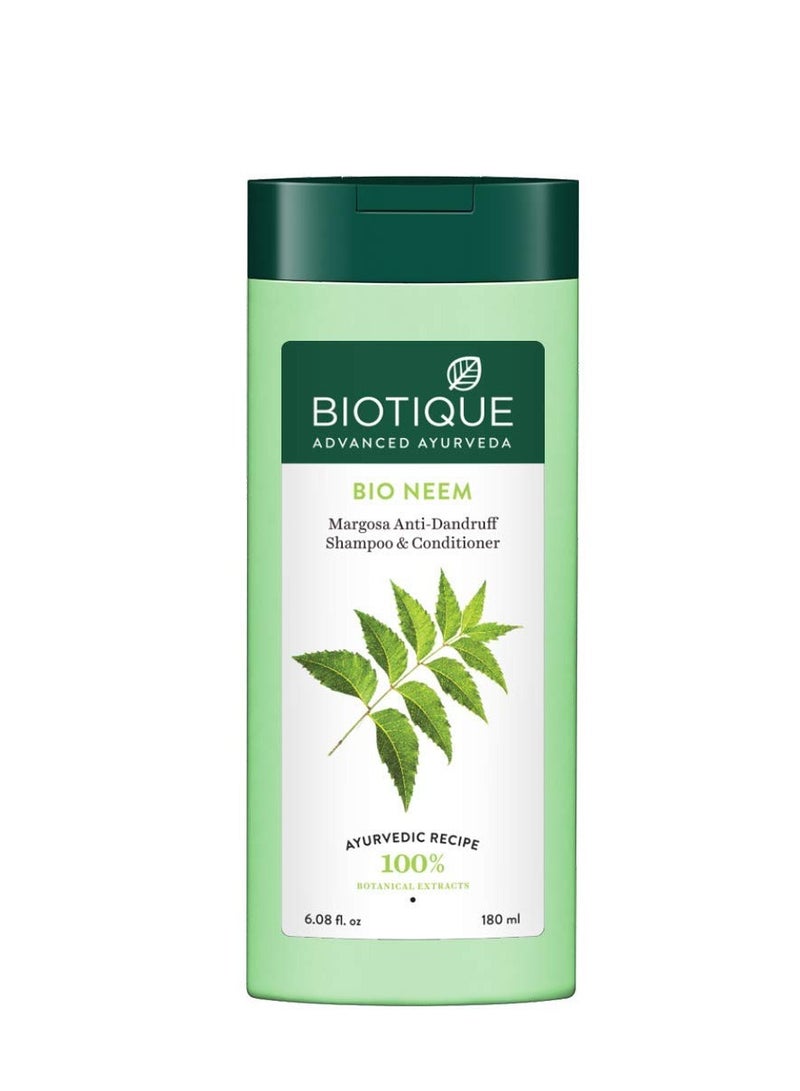 Biotique Fresh Neem Anti Dandruff Shampoo and Conditioner | Controls Dandruff | Eliminates Dryness, Flaking, and Itching | Hair Looks Fresh and Lustrous |Suitable for All Skin Types | 180ml - Image 1