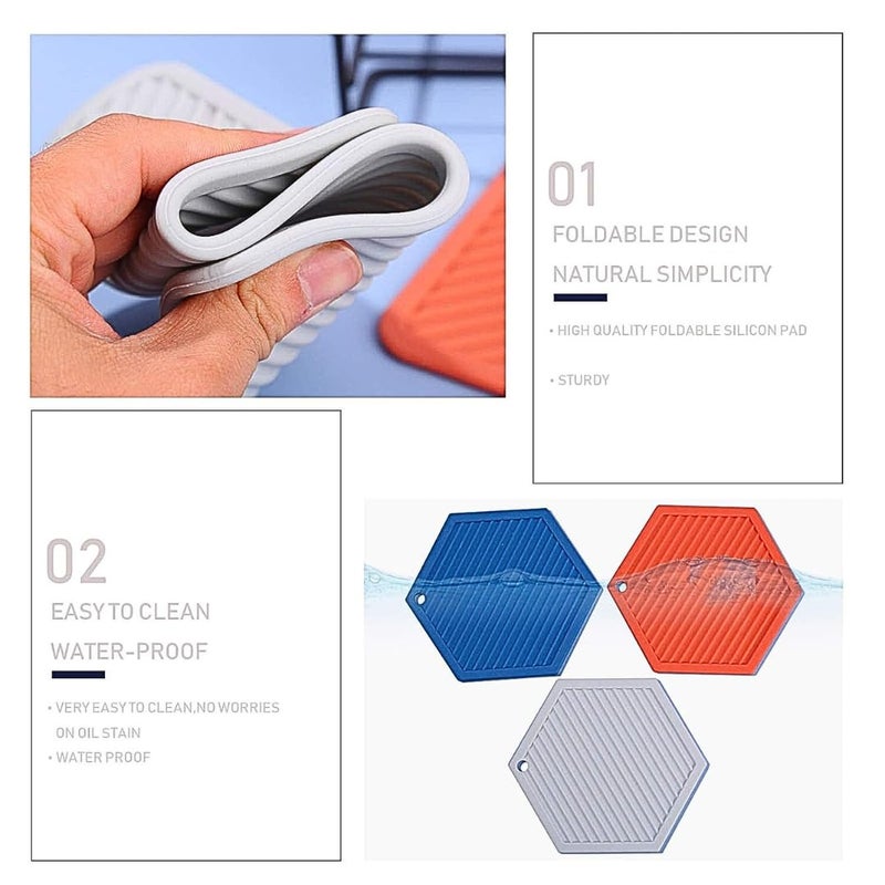 DLEST DLEST Silicone Trivets Mat for Dish Hot Pads for Counter Top, Pan and Pot Heat Resistant Hot Protector Spoon Rest, Cooking & Dining, Random Color (Hexagon, Set of 4)  - Image 3