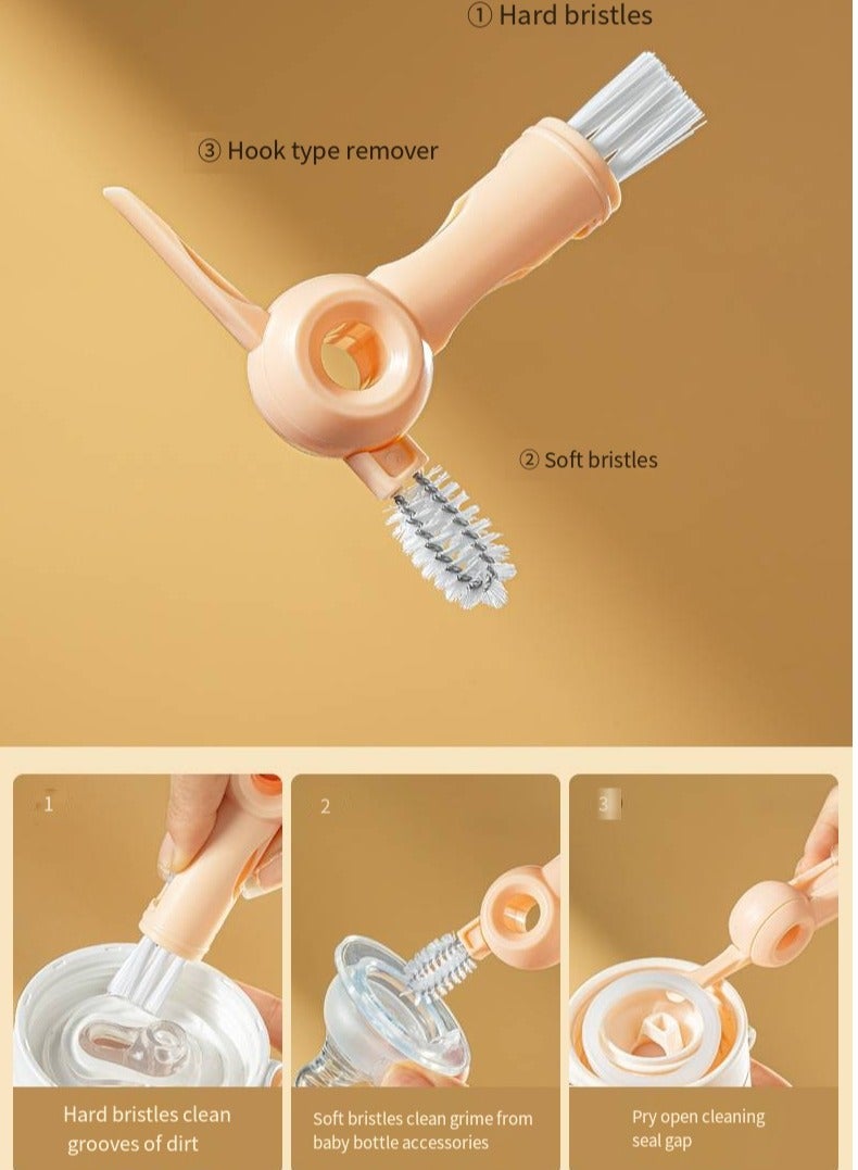 أطفال الهوغوز فرشاة زجاجة الطفل متعددة الوظائف 5 بوصة -1 المحمولة تنظيف الزجاجة تنظيف المصاصة تنظيف القش (برتقالي) - Image 5
