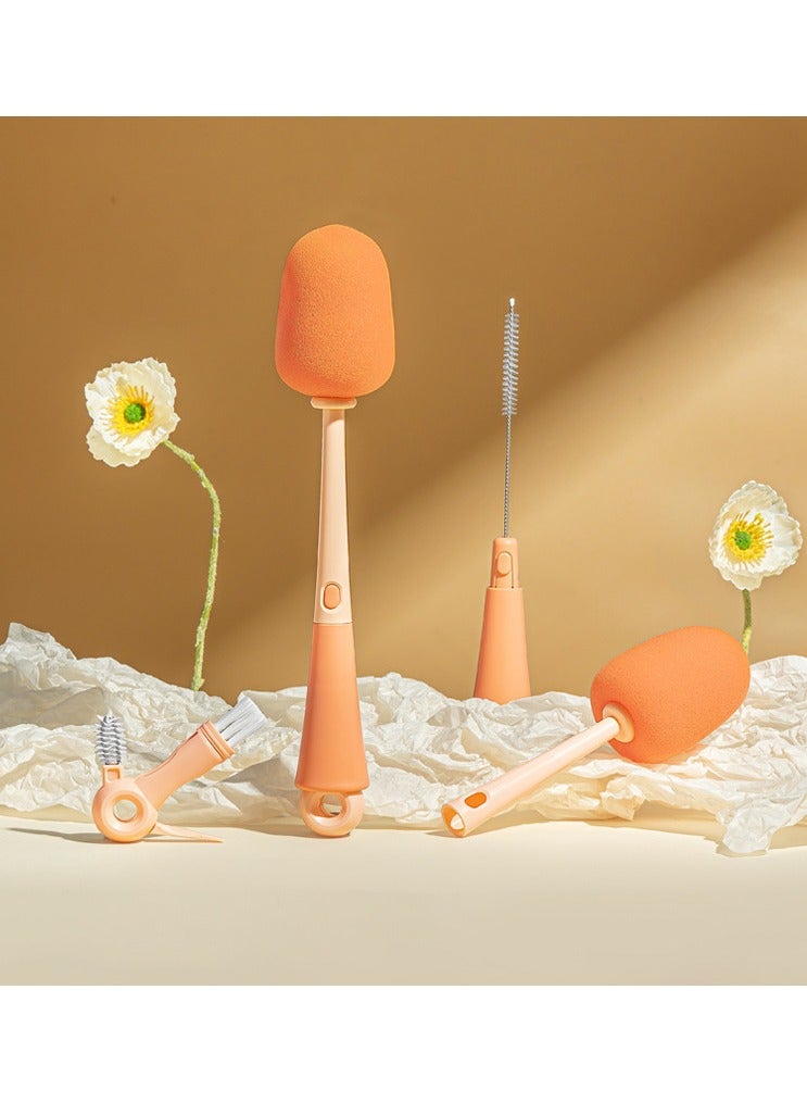 أطفال الهوغوز فرشاة زجاجة الطفل متعددة الوظائف 5 بوصة -1 المحمولة تنظيف الزجاجة تنظيف المصاصة تنظيف القش (برتقالي) - Image 1