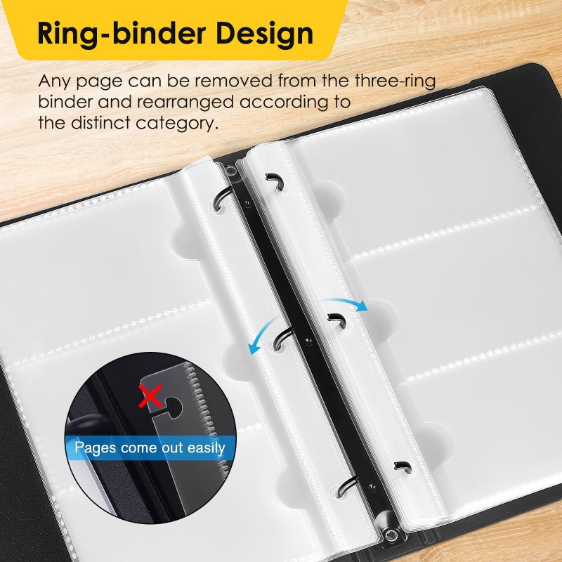 MaxGear Business Card Book, 180 Cards Organizer for Men & Women, Portable Name Card Holders Binder File for Business Cards, 5 Color Index Tabs, Polypropylene, Black - Image 3