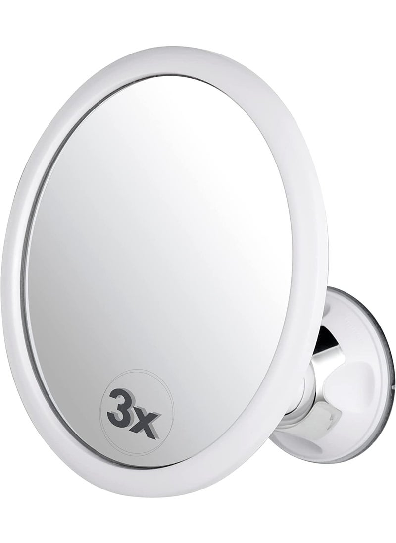 Mirrorvana MIRRORVANA 3X Magnifying Round Shower Mirror for Fogless Shaving with Strong and Sticky Suction Cup, Shatterproof Surface and 360° Swivel - 6.7" Diameter 