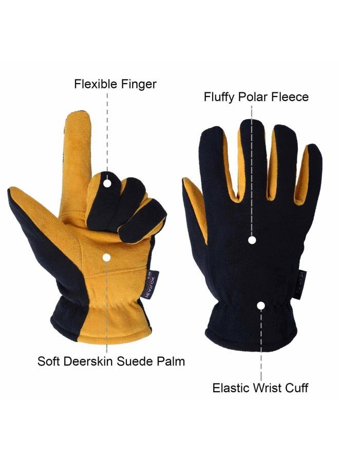 SKYDEER Men's Winter Gloves with Soft Deerskin Suede for Cold Weather (SD5168T/2XL, Warm 3M Thinsulate Insulation) - Image 3