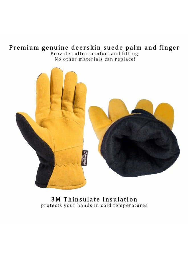 SKYDEER Men's Winter Gloves with Soft Deerskin Suede for Cold Weather (SD5168T/2XL, Warm 3M Thinsulate Insulation) - Image 5