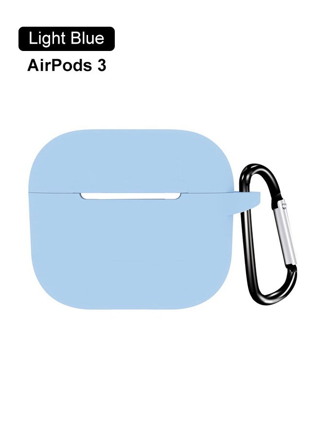AirPods 3 with keychain protective shell, full body protection, shockproof and lovely soft silicone compatible AirPods third-generation protective shell, blue. - Image 1
