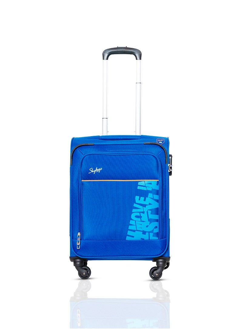 Skybags - Rhumba Carry-On Luggage| 4W Str (E)| Polyester Soft Sided 360° 4 Wheels Spinner Trolleys| Cabin-20 Inch- Blue - Image 1