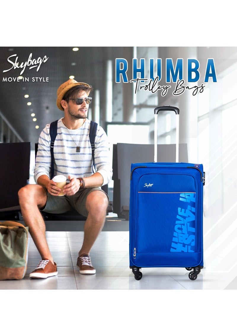 Skybags - Rhumba Carry-On Luggage| 4W Str (E)| Polyester Soft Sided 360° 4 Wheels Spinner Trolleys| Cabin-20 Inch- Blue - Image 1