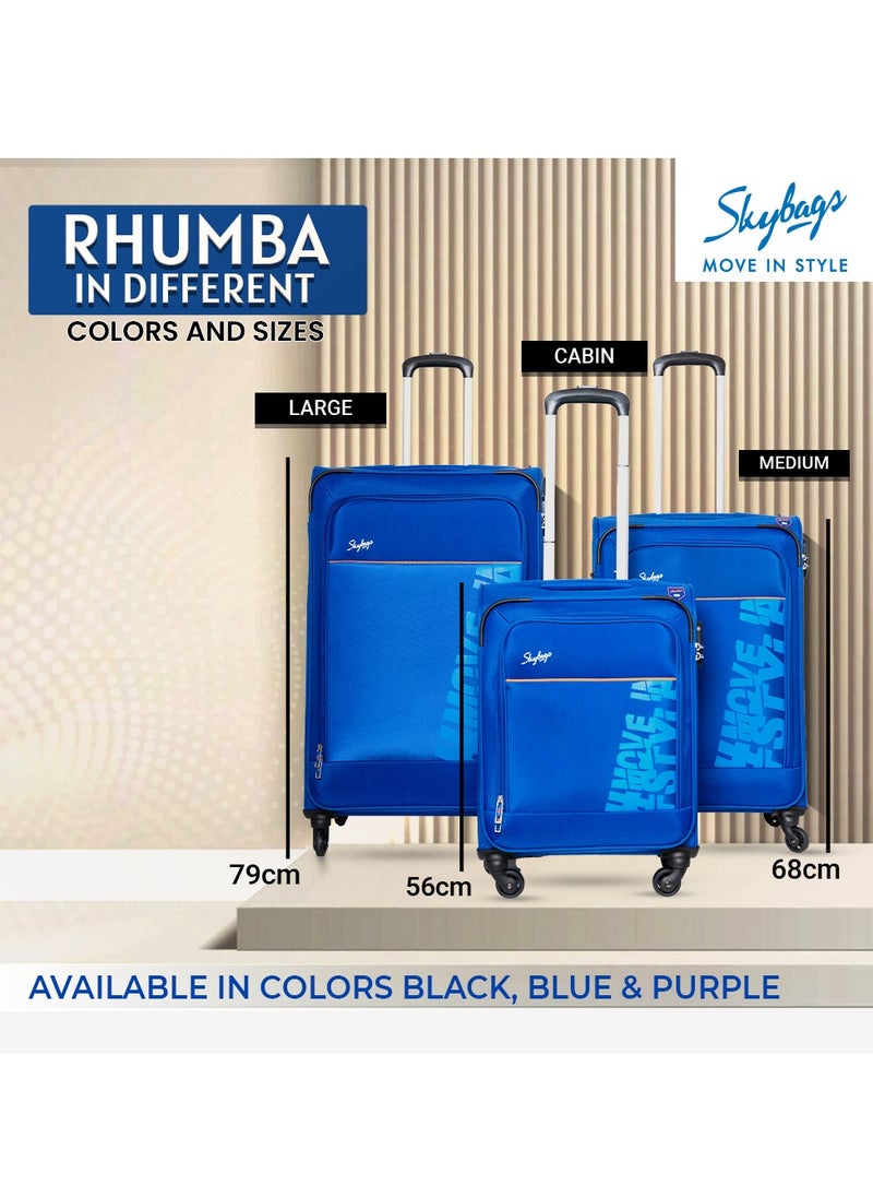 Skybags - Rhumba Carry-On Luggage| 4W Str (E)| Polyester Soft Sided 360° 4 Wheels Spinner Trolleys| Cabin-20 Inch- Blue - Image 1