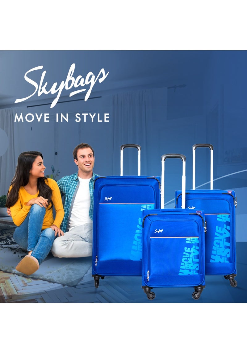 Skybags - Rhumba Carry-On Luggage| 4W Str (E)| Polyester Soft Sided 360° 4 Wheels Spinner Trolleys| Cabin-20 Inch- Blue - Image 1