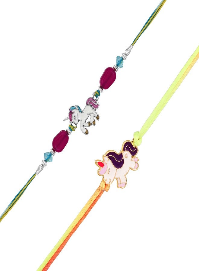 Mahi Combo of 2 Unicorn-Shaped Rakhis with Meena Work Enamel for Chota Bhai, Kids, Brother (RCO1105689M) - Image 5