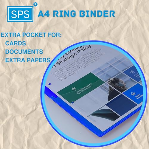 SPS A4 Size 2D Ring Binder File, Office File for Certificates and Documents | for Office and School Documentation, Blue & Black - Pack of 2 - Image 2