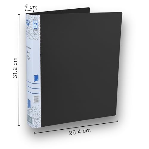 SPS A4 Size 2D Ring Binder File, Office File for Certificates and Documents | for Office and School Documentation, Blue & Black - Pack of 2 - Image 4