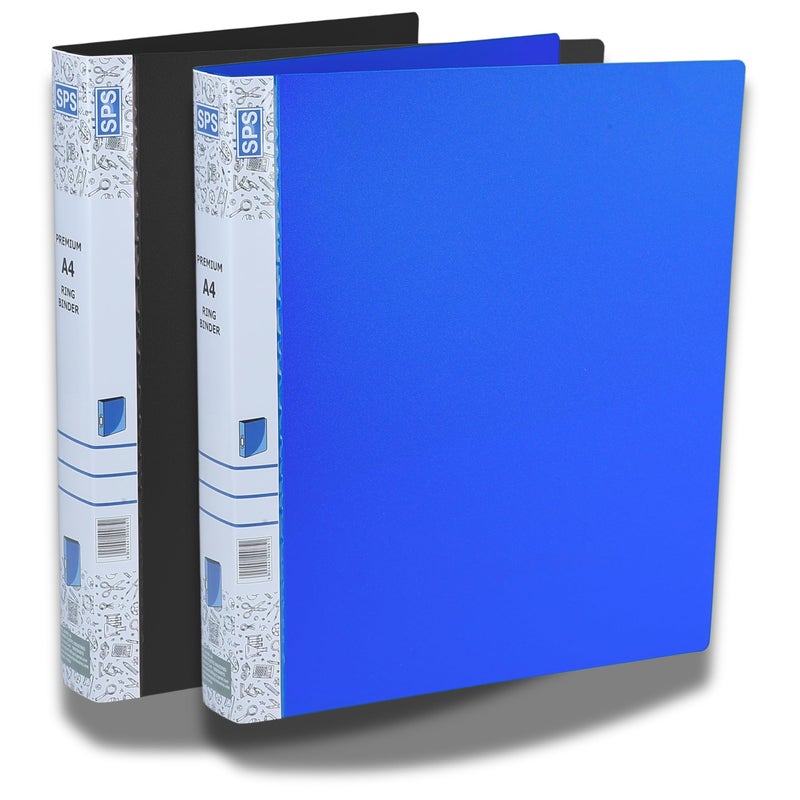 SPS A4 Size 2D Ring Binder File, Office File for Certificates and Documents | for Office and School Documentation, Blue & Black - Pack of 2 - Image 5