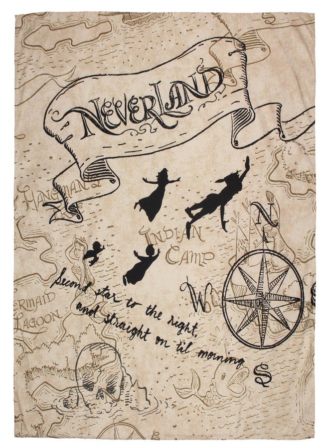 Northwest Disney's Peter Pan Neverland Map Compass Tapestry for Bedroom Wall Hanging for Living Room Dorm Home Decor 40"x35" - Image 1