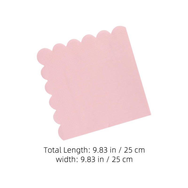 Pink Disposable Scalloped Paper Napkins 25x25cm 100pcs for Wedding Birthday Party Table Setting - Image 3