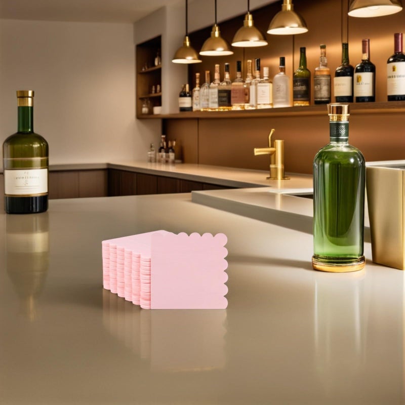 Pink Disposable Scalloped Paper Napkins 25x25cm 100pcs for Wedding Birthday Party Table Setting - Image 5