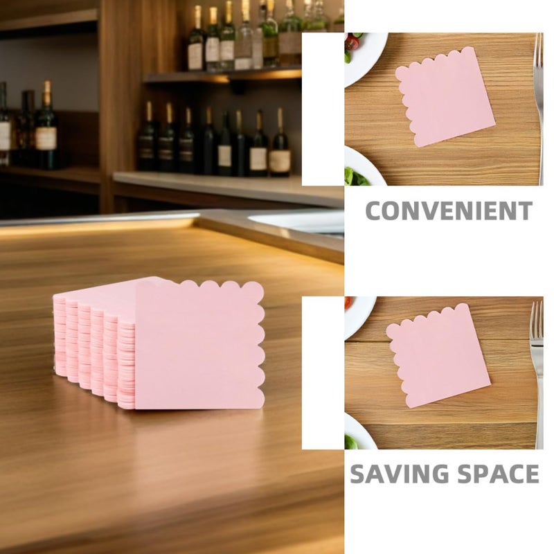 Pink Disposable Scalloped Paper Napkins 25x25cm 100pcs for Wedding Birthday Party Table Setting - Image 4