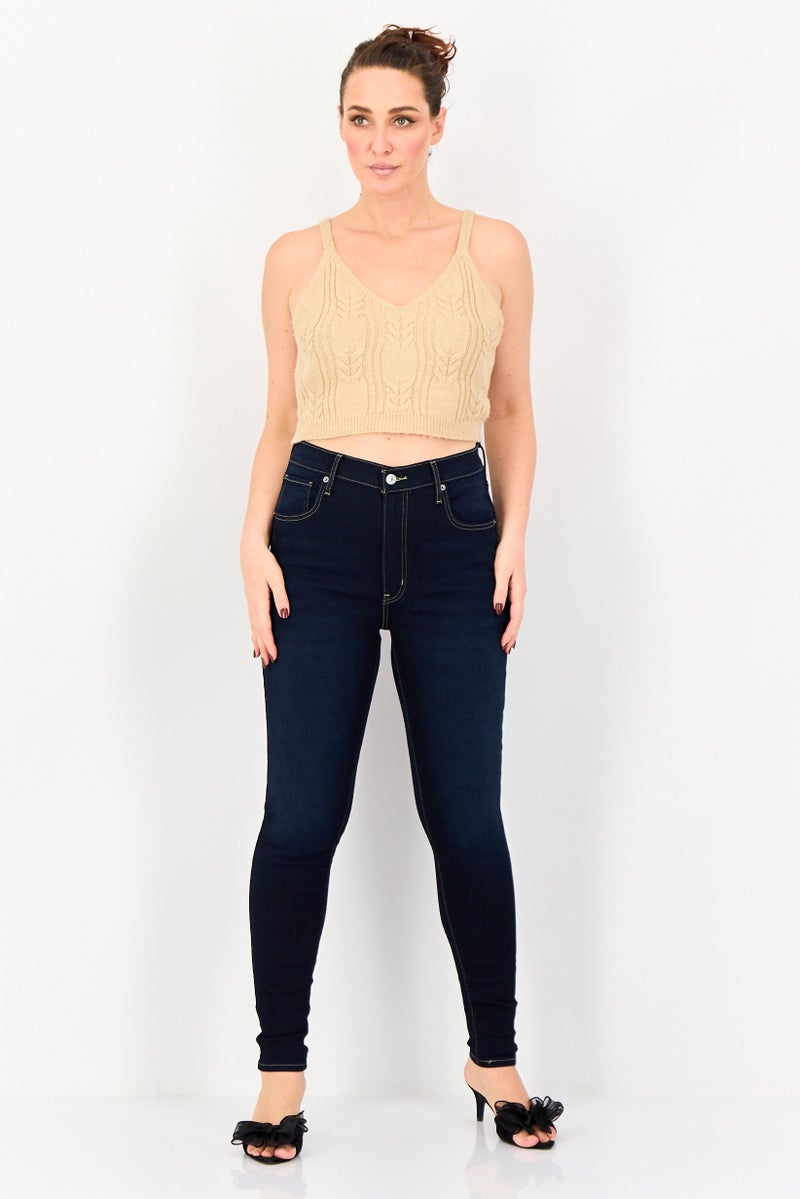 Levi's جينز دنيم نسائي ضيق للغاية بخصر مرتفع، غسلة متوسطة، قابل للتمدد، لون كحلي - Image 4