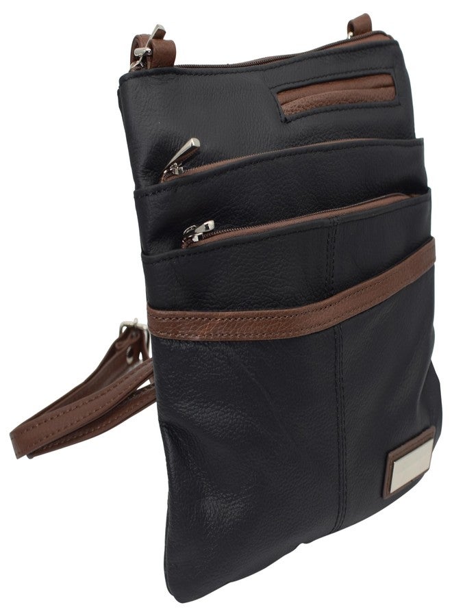 Marshal Pemium Leather Body Purse - Multi Pocket Zipper Cross Body Handbag with Exterior Mirror - Adjustable Shoulder Strap -Convenient Travel Bag - Designed in the U.S.A. - Image 5