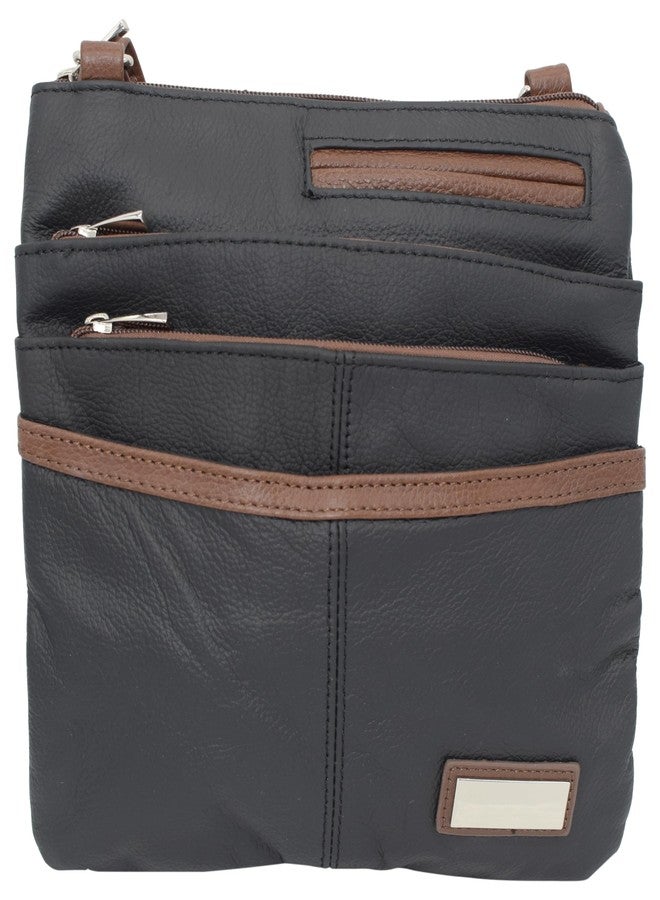 Marshal Pemium Leather Body Purse - Multi Pocket Zipper Cross Body Handbag with Exterior Mirror - Adjustable Shoulder Strap -Convenient Travel Bag - Designed in the U.S.A. - Image 1