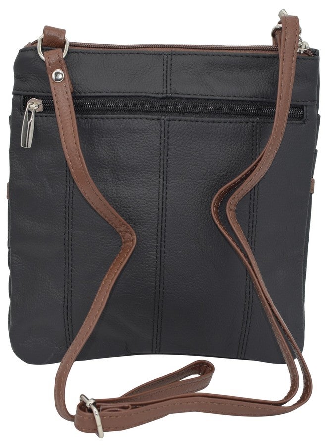 Marshal Pemium Leather Body Purse - Multi Pocket Zipper Cross Body Handbag with Exterior Mirror - Adjustable Shoulder Strap -Convenient Travel Bag - Designed in the U.S.A. - Image 2