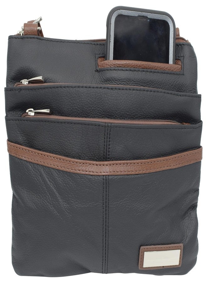 Marshal Pemium Leather Body Purse - Multi Pocket Zipper Cross Body Handbag with Exterior Mirror - Adjustable Shoulder Strap -Convenient Travel Bag - Designed in the U.S.A. - Image 4