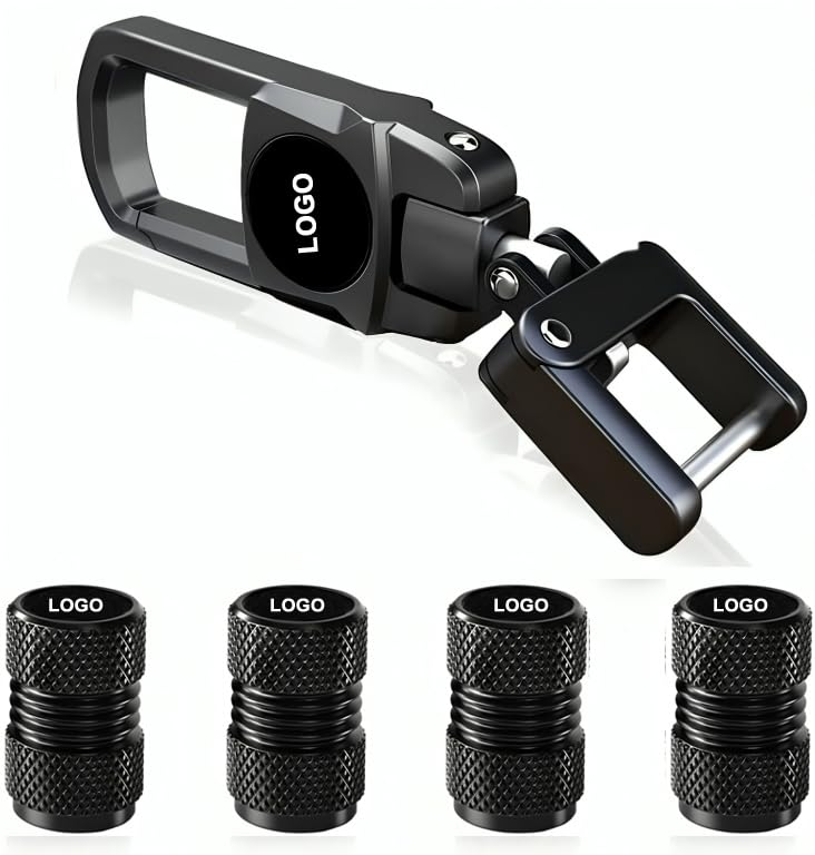 GREENWORLD Black Heavy Duty Keychain with 4 Piece Black TYRE Valve Cap with O-Ring (BNW) - Image 1
