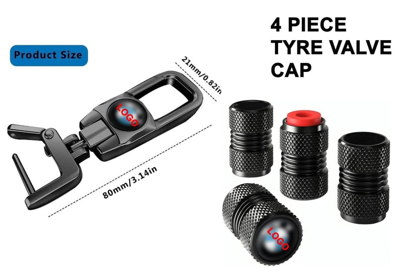 GREENWORLD Black Heavy Duty Keychain with 4 Piece Black TYRE Valve Cap with O-Ring (BNW) - Image 4