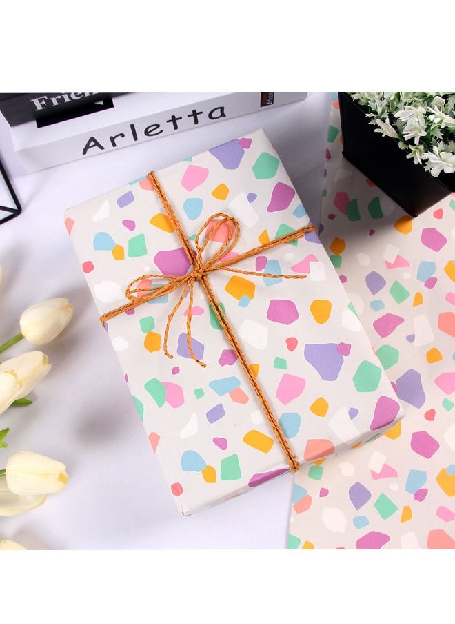 GBQ - Gift Wrap Set, 4 Sets of Colourful Wrapping Paper with String and Stickers for Valentine's Day, Birthdays, Graduations and Other Gift Wrappings - Image 1